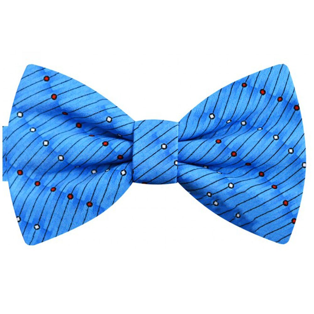 Papion butterfy albastru electric, buline albe, rosii