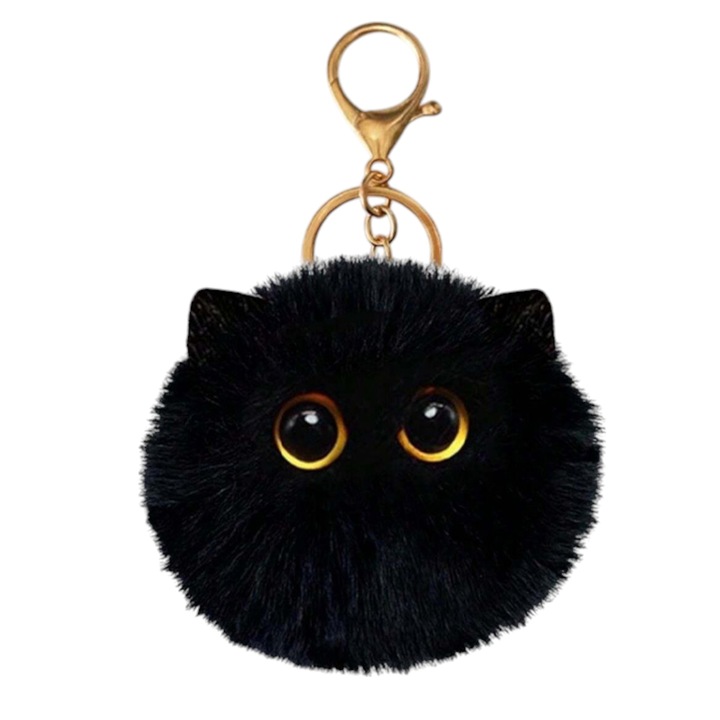 Plüss macska kulcstartó, aranyos medál kulcsokhoz és hátizsákhoz
