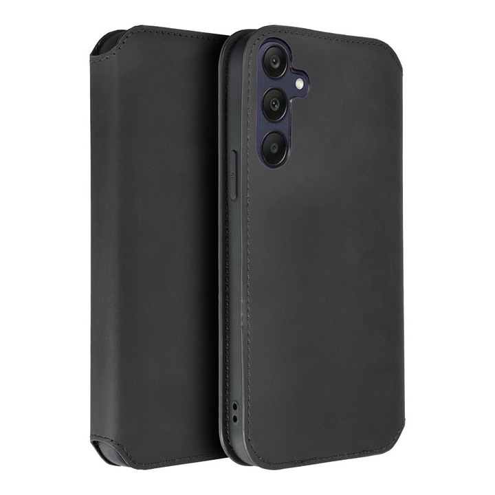 Калъф за Samsung Galaxy A56 тип Daden Card, двоен джоб, държач за карти, функция стойка и магнитно затваряне, подобрена защита, черен