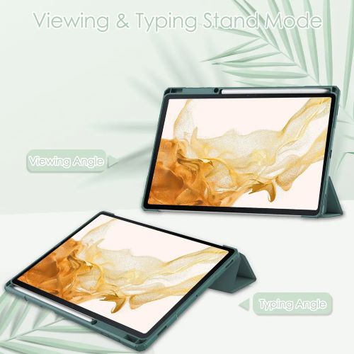 Husa Smart Cover compatibila cu Samsung Galaxy Tab S10 Plus 12.4inch, Slot Pen, Verde Inchis, TELGORBCS