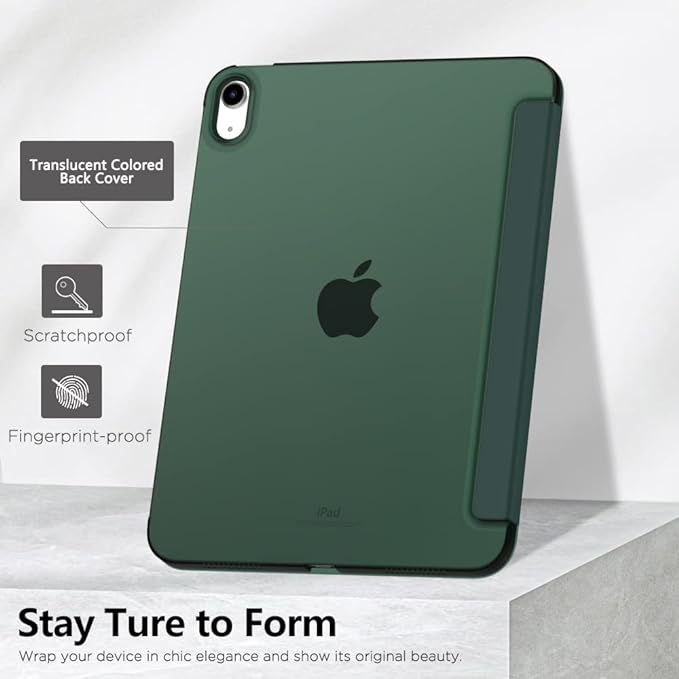 Husa Protectie Flip pentru iPad Mini 6/7, Model Carte, Pliabila, Verde inchis