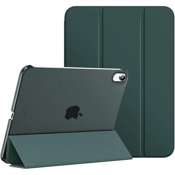 Husa Protectie Flip pentru iPad Mini 6/7, Model Carte, Pliabila, Verde inchis