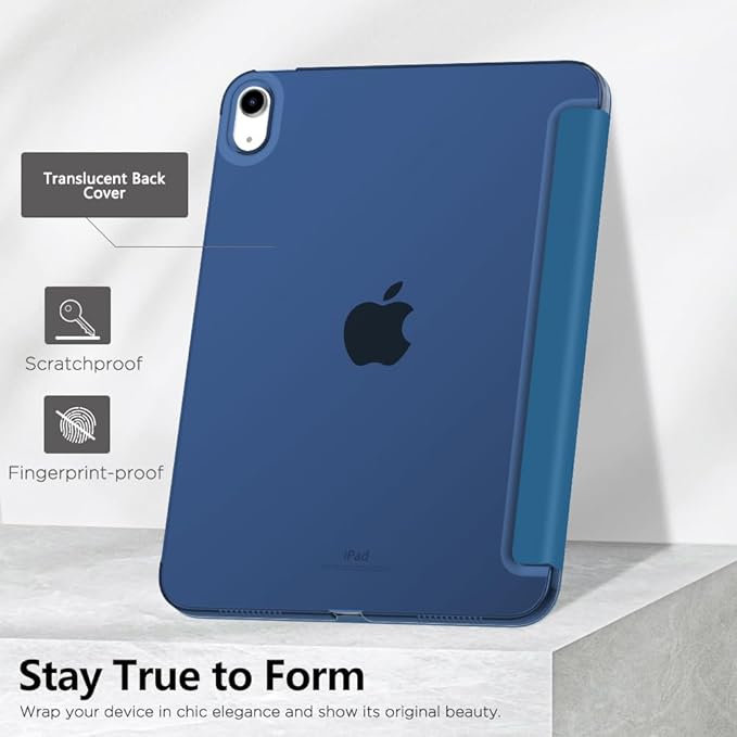 Husa Protectie Flip pentru iPad 10 2022/2024, iPad 11 2025, Model Carte, Pliabila pentru Suport, Bleumarin