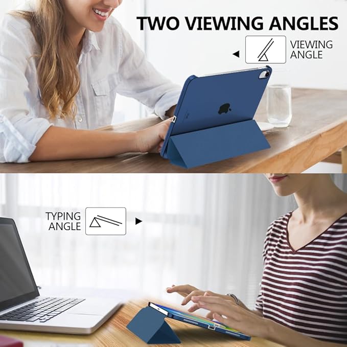 Husa Protectie Flip pentru iPad 10 2022/2024, iPad 11 2025, Model Carte, Pliabila pentru Suport, Bleumarin
