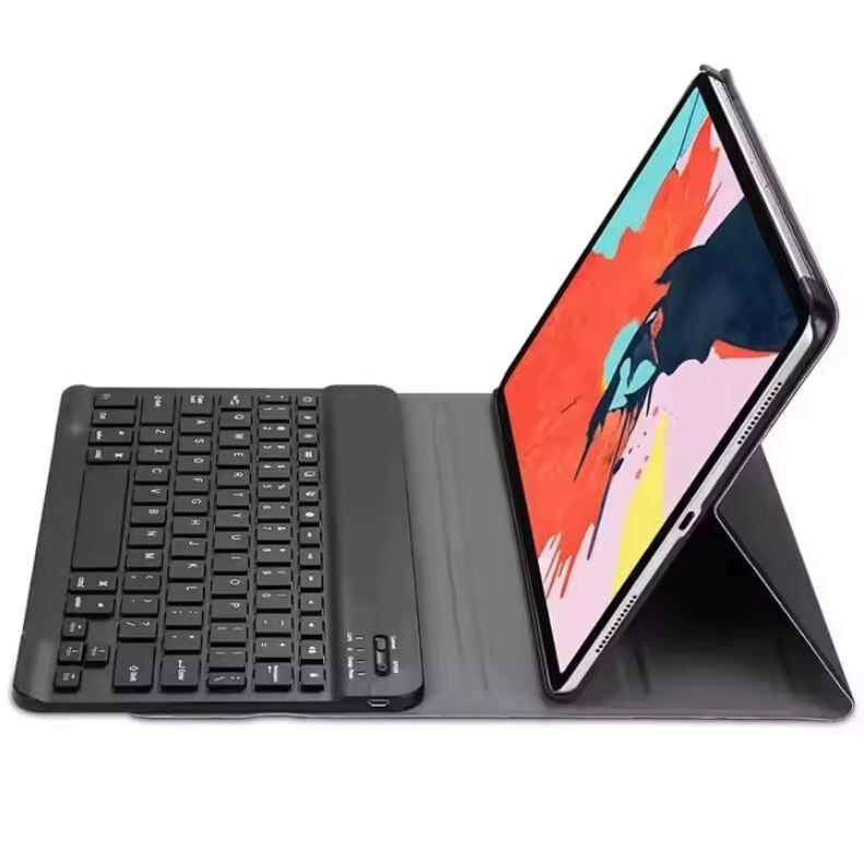 Husa cu Tastatura Mini Smart Magic pentru iPad Mini 2/3/4/5, Protectie antisoc, Leather look, Negru