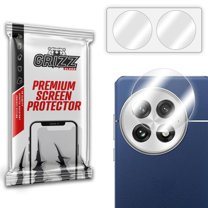 Set 2 folii protectie camera Grizz pentru OnePlus 13 sticla hibrida, transparenta
