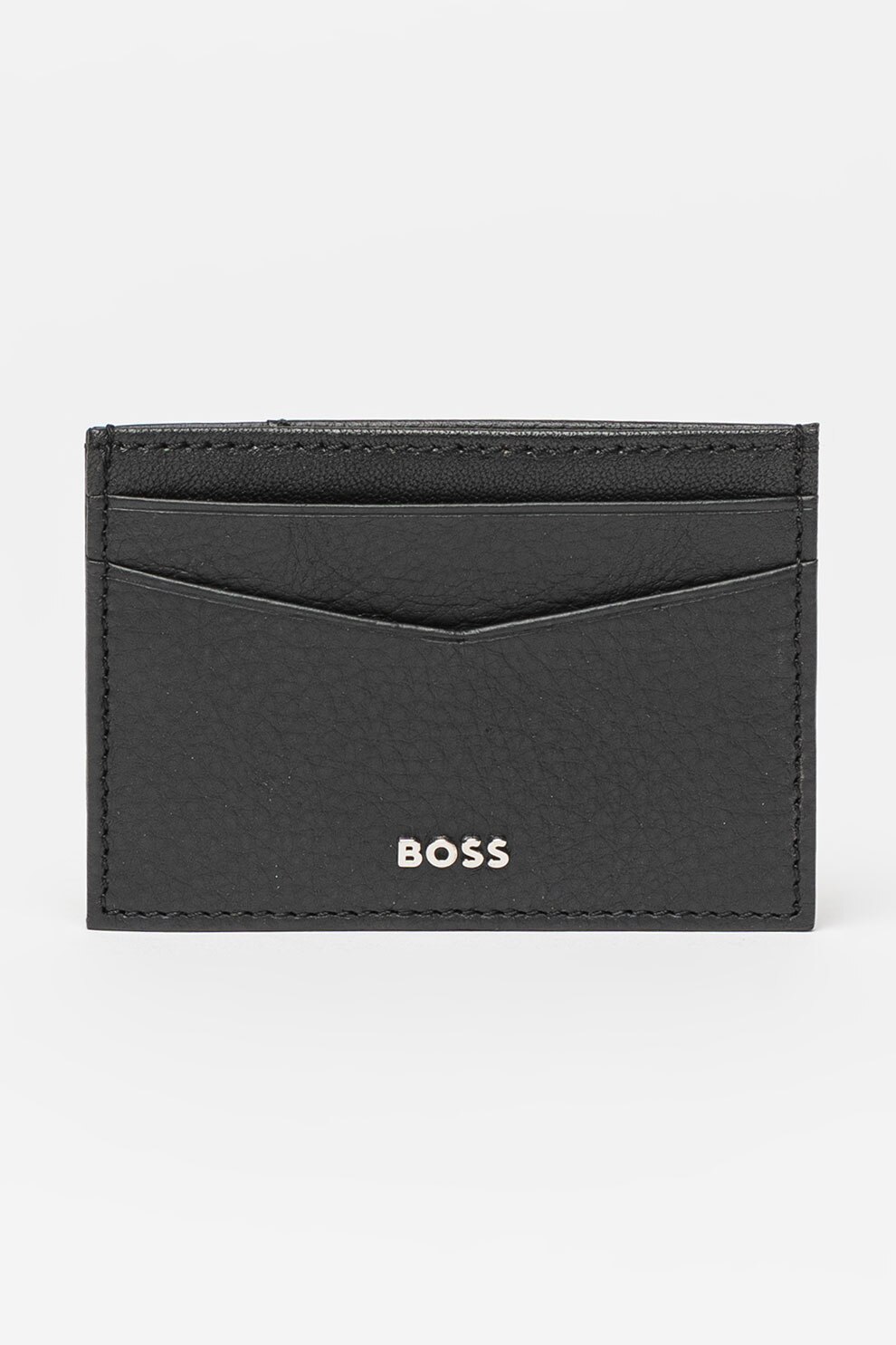 BOSS, Portcart de piele fara inchidere Crosstown, Negru