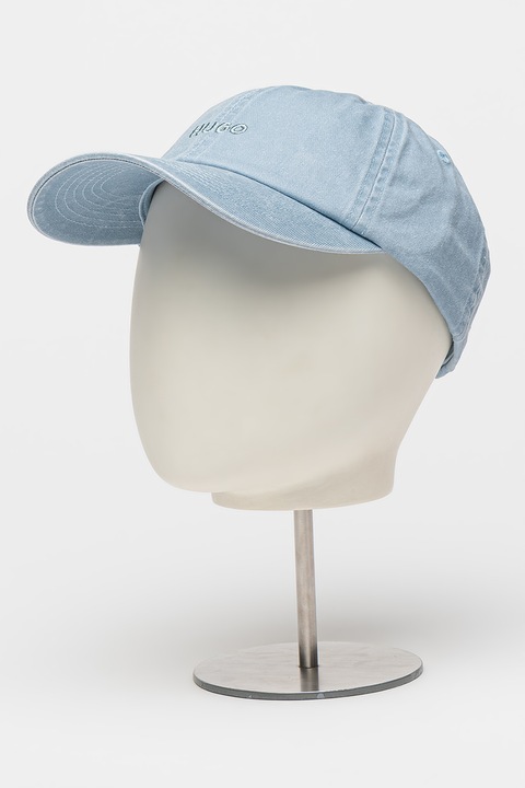 HUGO, Sapca de bumbac cu logo brodat, Albastru deschis