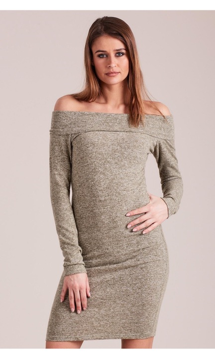 Rochie, Exmoda, EM-SK-4329-16P, Bumbac, Kaki, One Size