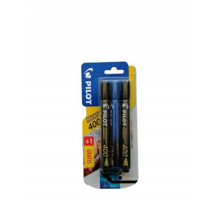 Комплект 3 перманентни маркера Pilot, полипропилен, 4.5мм, черен/син