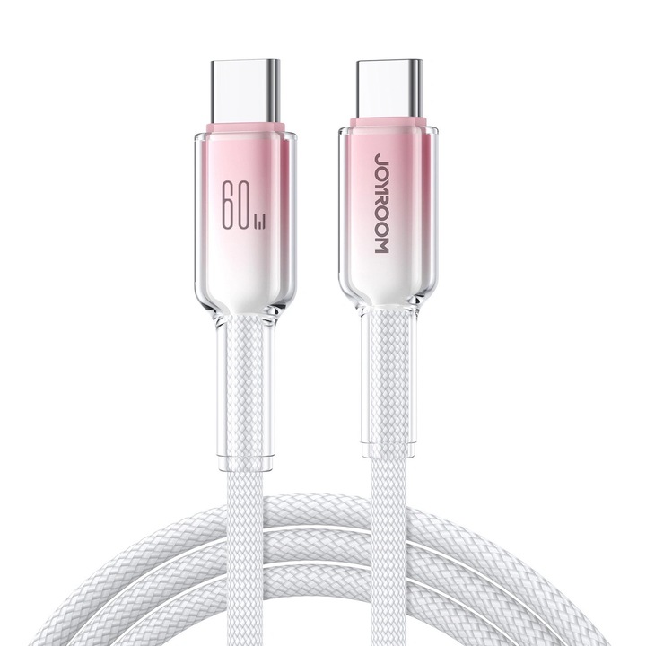 Cablu Joyroom S-A42 Crystal-Clear USB-C - USB-C 1,2m, alb, 30W, 480 Mb/s