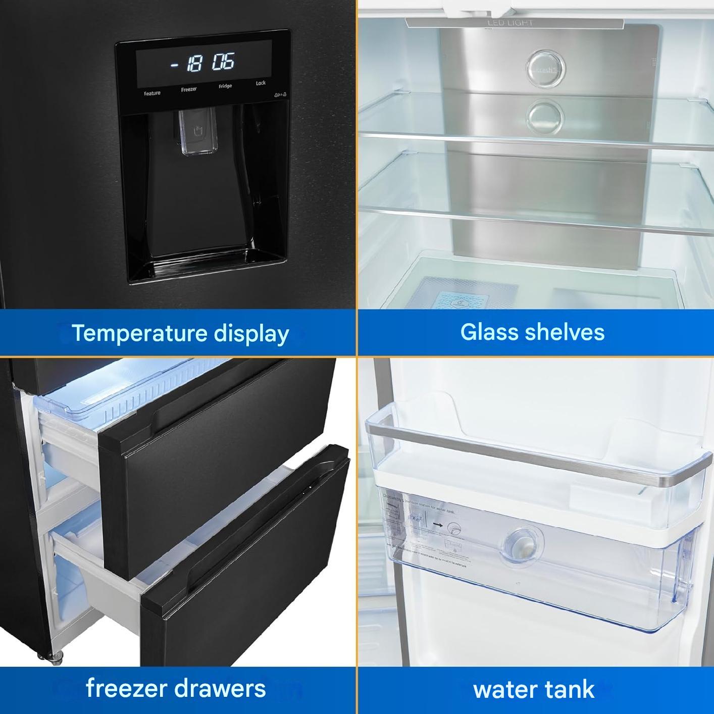 Frigider side by side Exquisit, French Door, cu dispenser de apa