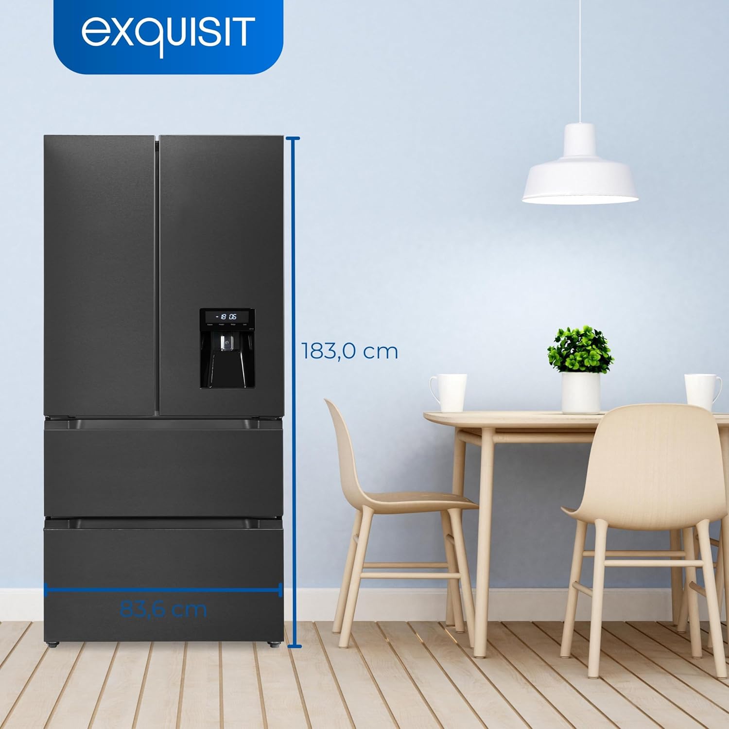 Frigider side by side Exquisit, French Door, cu dispenser de apa