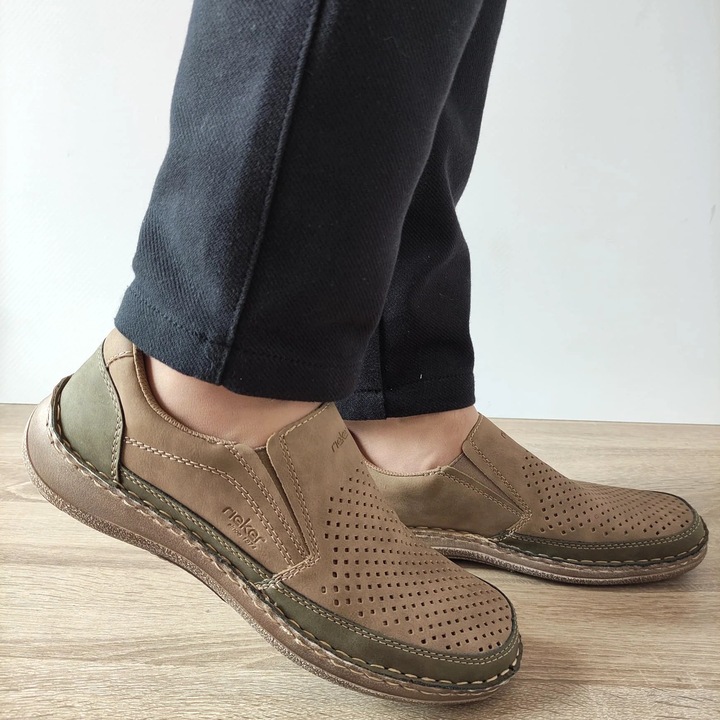 Pantofi Perforati Barbati Rieker 03079-64 Bej - Bej, Bej