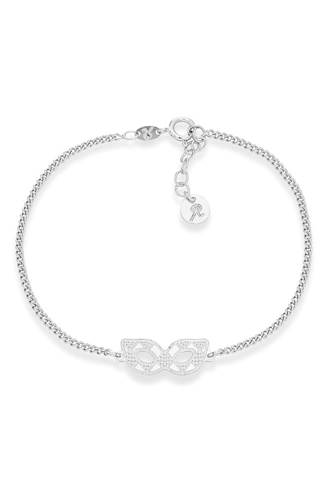 ROMA 1947, Bratara din argint veritabil cu talisman cu masca, Argintiu, 17 CM