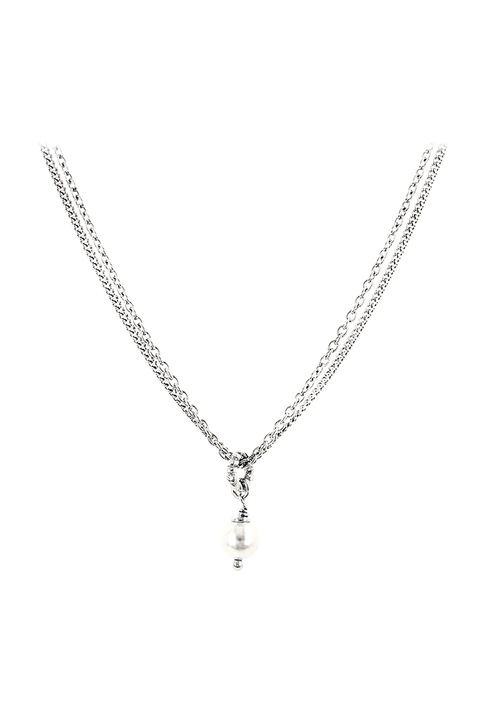 ROMA 1947, Colier din argint cu siraguri multiple si perla zirconia