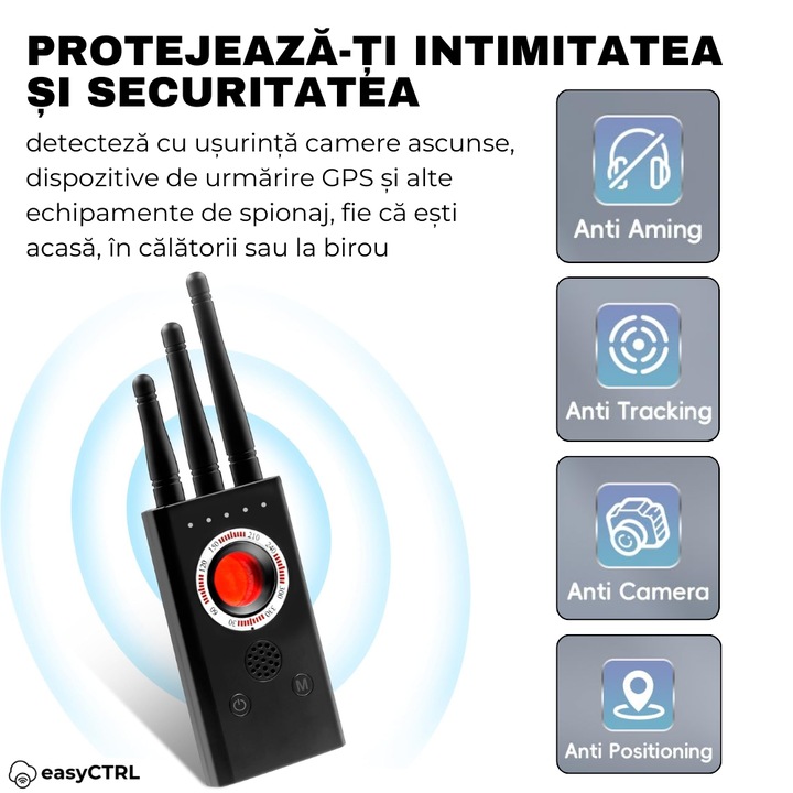 Детектор Скрити камери, Микрофони, GPS тракер, Записващи устройства, easyCTRL®, T16