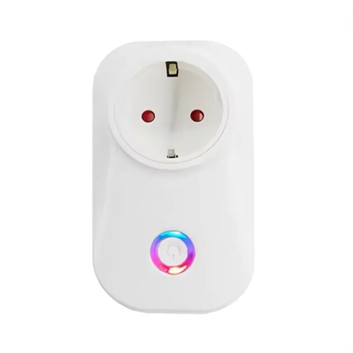 Priza smart, AMYMAT, 16A, app Tuya Smart, Protectie pentru copii, Monitorizare consum, Compatibil cu Alexa/Google Assistant, Alb