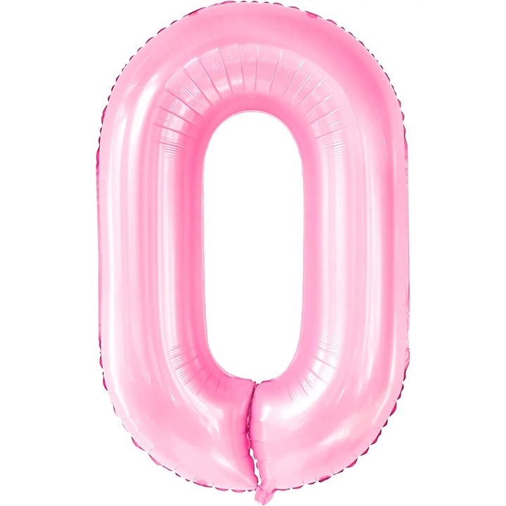 Baloane folie in forma de cifre 1, 2, 3, 4, 5, 6, 7, 8, 9, 0, Roz Macarons, 70 cm, Cifra 0