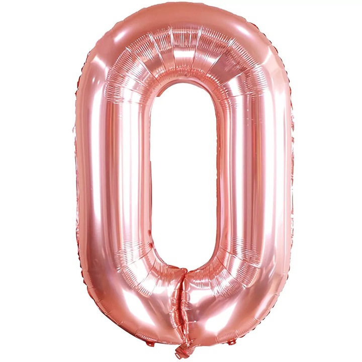 Baloane folie in forma de cifre 1, 2, 3, 4, 5, 6, 7, 8, 9, 0, Rose Gold, 40 cm, Cifra 0
