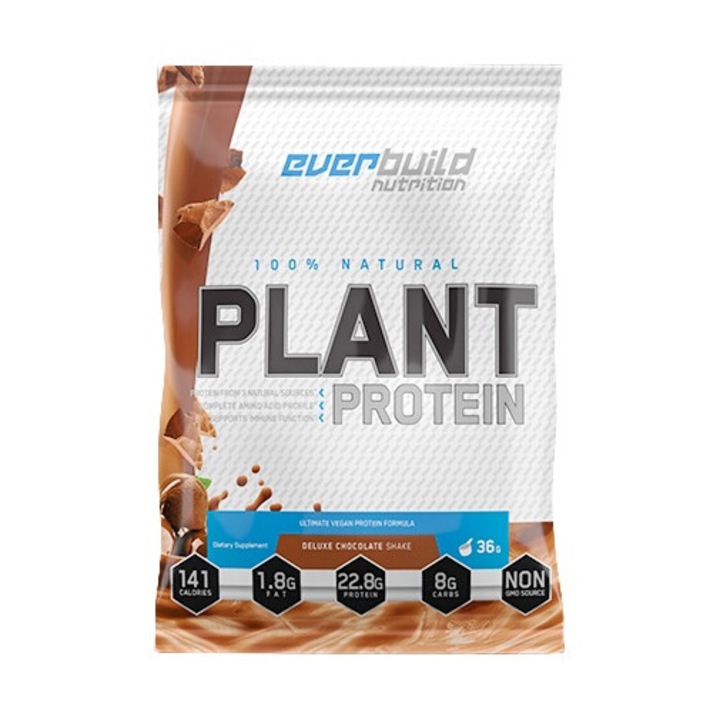 Една порция Everbuild растителен протеин, шоколадов шейк, 36 грама