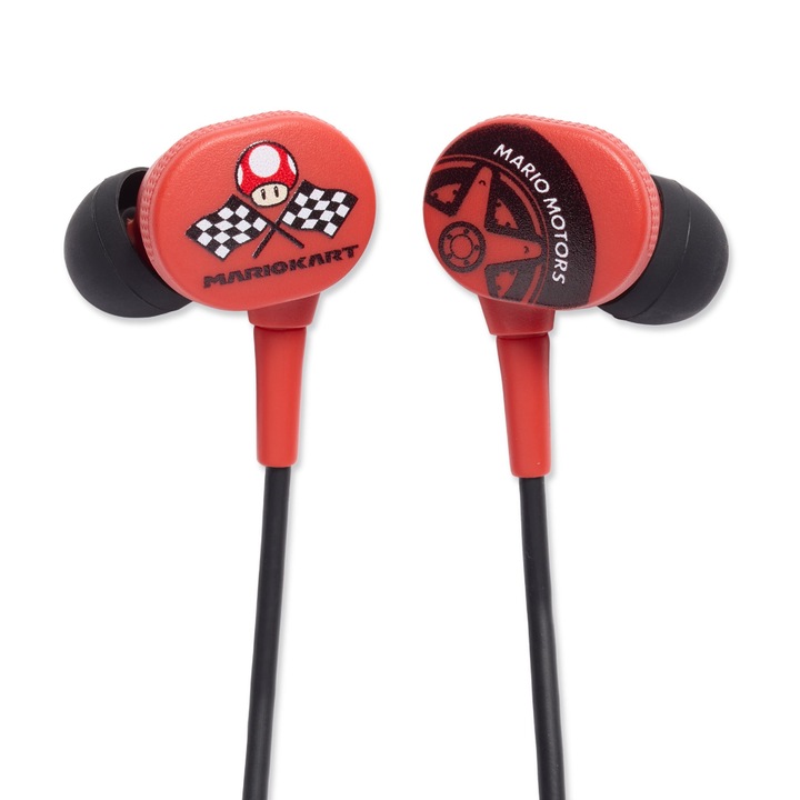 Vezetékes headset, PowerA Earbuds Wired, Nintendo Switch, 8 mm, Jack 3, 5 mm, Mario Kart Motors, Többszínű