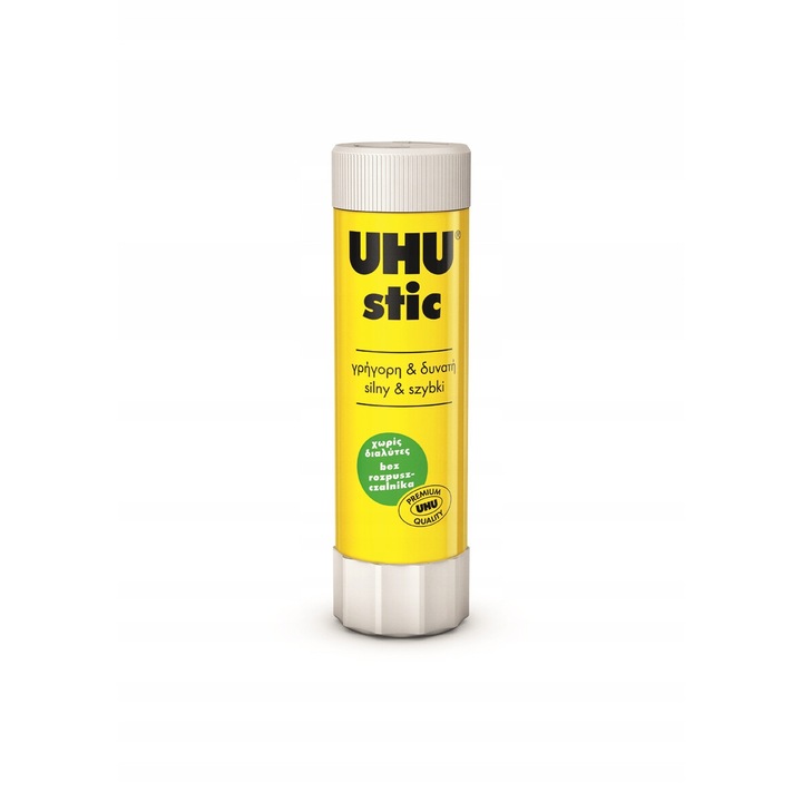 Лепило UHU Klej stick 40 g, бял, натурална формула, рециклируем