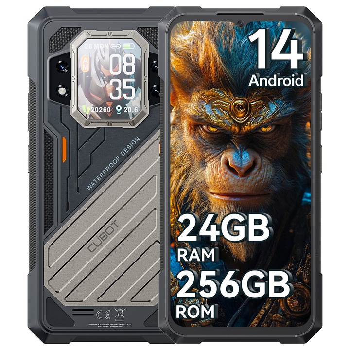 Мобилен телефон Cubot KING KONG X Pro, 5G Android 14,24GB+24GB разширение 256GB Dual SIM, 6,72 инча FHD+144Hz, черен