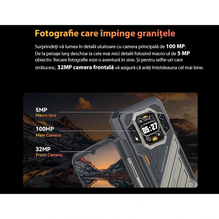 Telefon Mobil Cubot KING KONG X Pro, 24GB+24GB extend 256GB Dual SIM, 6.72 inch FHD+144Hz, 5G Android 14, Negru