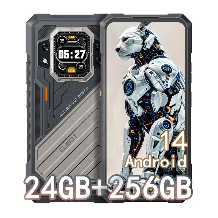 Мобилен телефон Cubot KING KONG X Pro, 5G Android 14,24GB+24GB разширение 256GB Dual SIM, 6,72 инча FHD+144Hz, черен