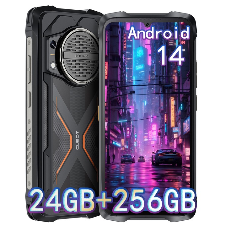 Мобилен телефон Cubot KING KONG Power 3, Dual SIM 4G Android 14, 12GB 256GB, 10200mAh, 6.72 инча FHD+120Hz, черен