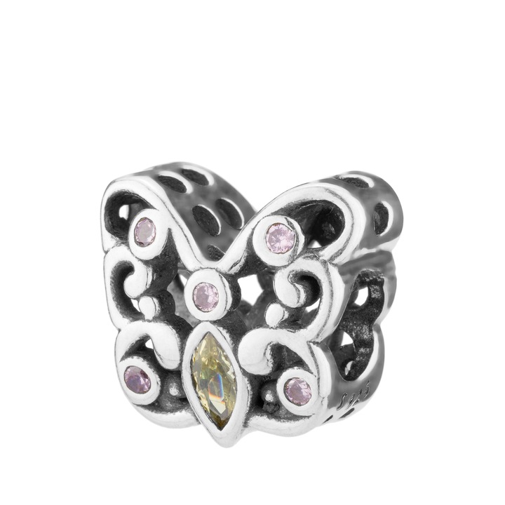 Talisman din argint 925, Piatra: zirconia fatetata si cubic zirconia, Culoare: verde si mov, Sonis Silver