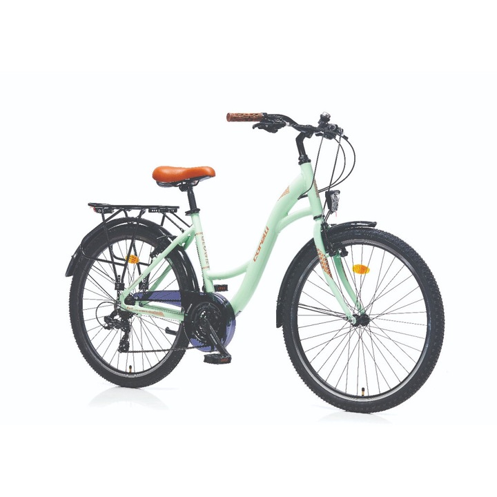 Лек дамски градски велосипед Corelli Glowie 26, 44 см, цвят мента
