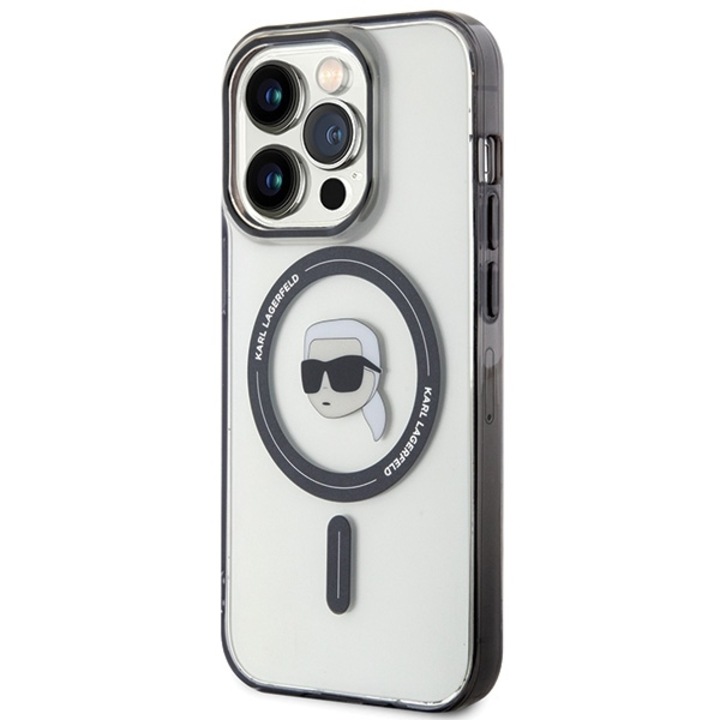 Husa pentru iPhone 15 Pro Max Karl Lagerfeld hardcase IML ikonik magsafe transparent