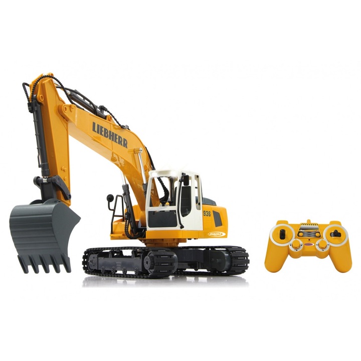 Excavator LIEBHERR R936 cu telecomanda 2.4GHz, cu sunete, control individual pe brat si cupa, scara 1:20, Jamara