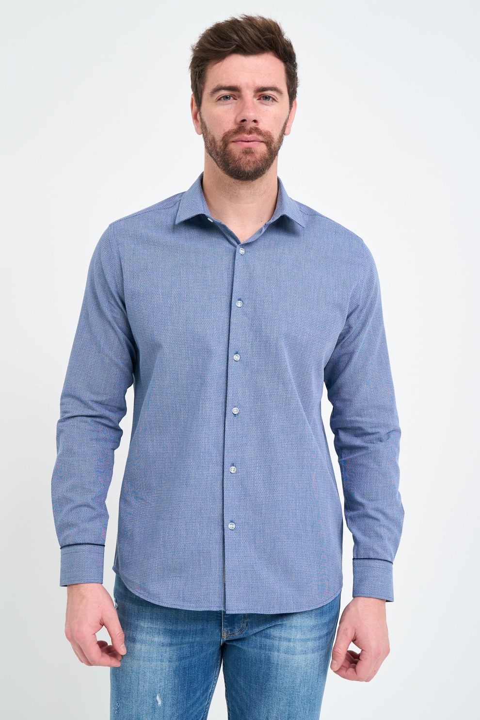TIMEOUT, Camasa regular fit din bumbac, Albastru prafuit, XL