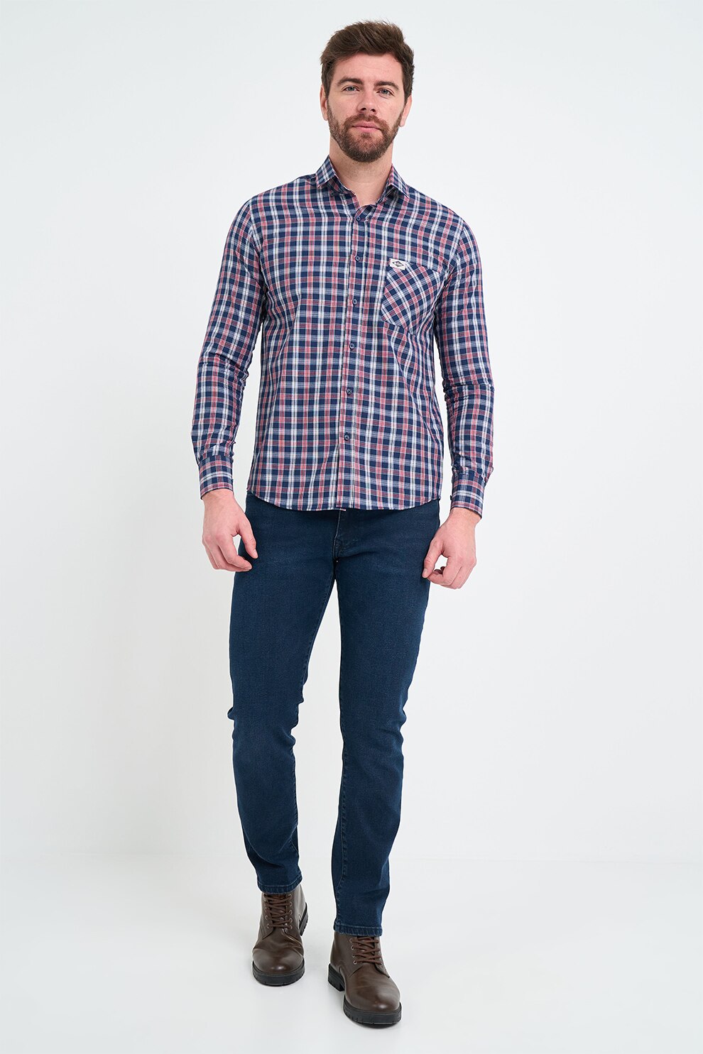 Lee Cooper, Camasa in carouri, Rosu, Alb, Bleumarin, S