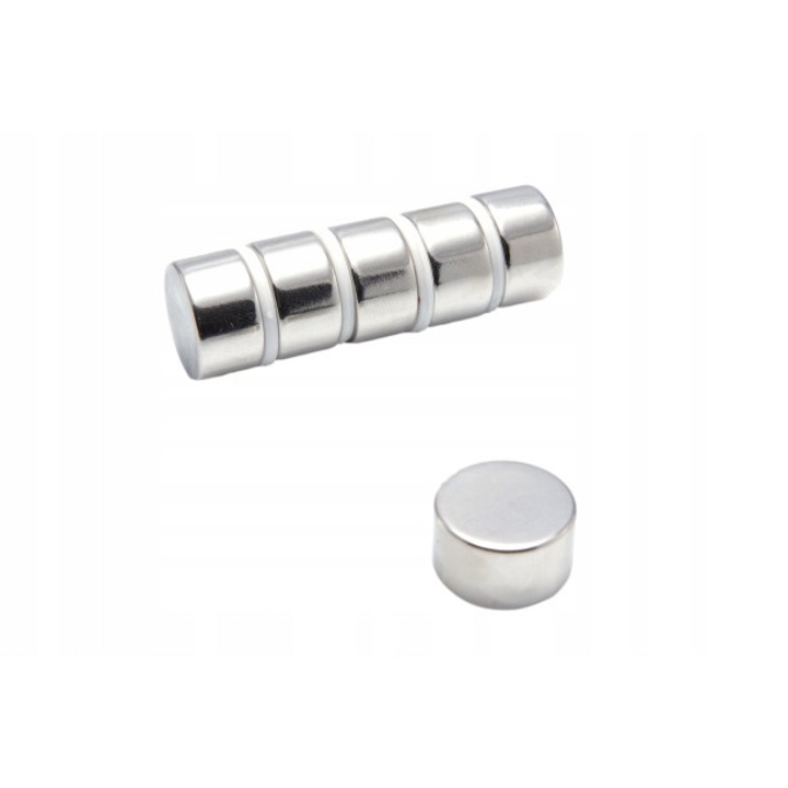 Hengeres neodímium mágnes, Top Magnesy, 18x10mm, 10 db-os készlet, ezüst