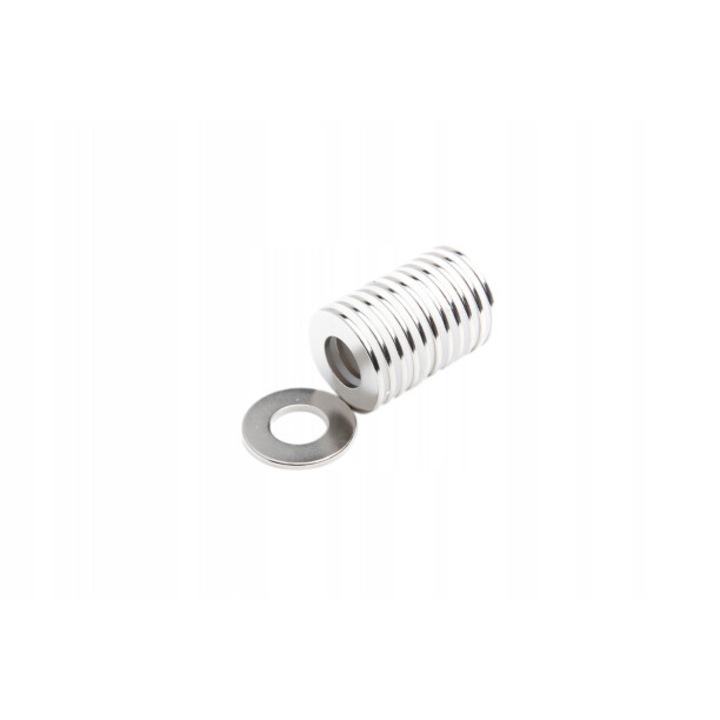 Set 10 magneti neodim, Top Magnesy, 30x15x2mm, N38, Nichel/Cupru