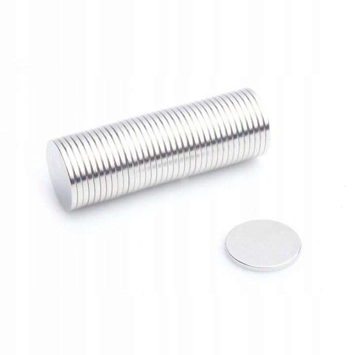 Magnet neodim cilindric Top Magnesy, N38, set 100 bucati, nichelat, 11x1mm