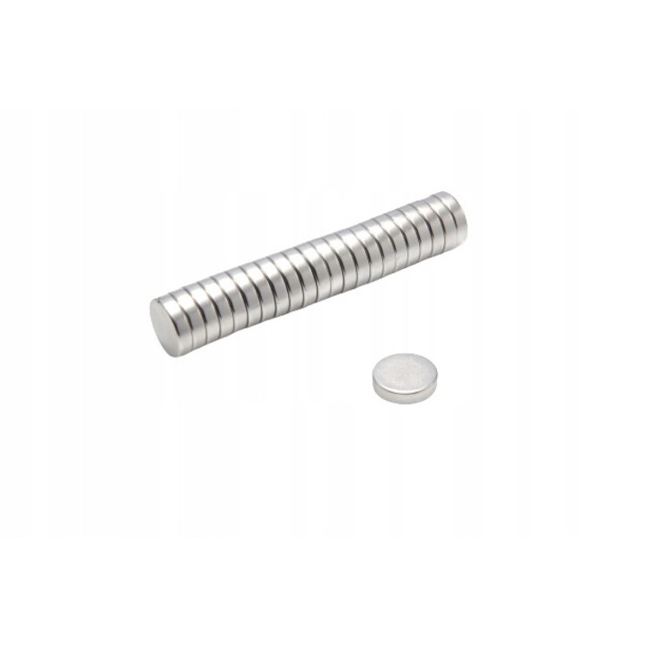 Set 100 magneti neodim, Top Magnesy, 10x2.5mm, Nichel/Cupru, 1.47g