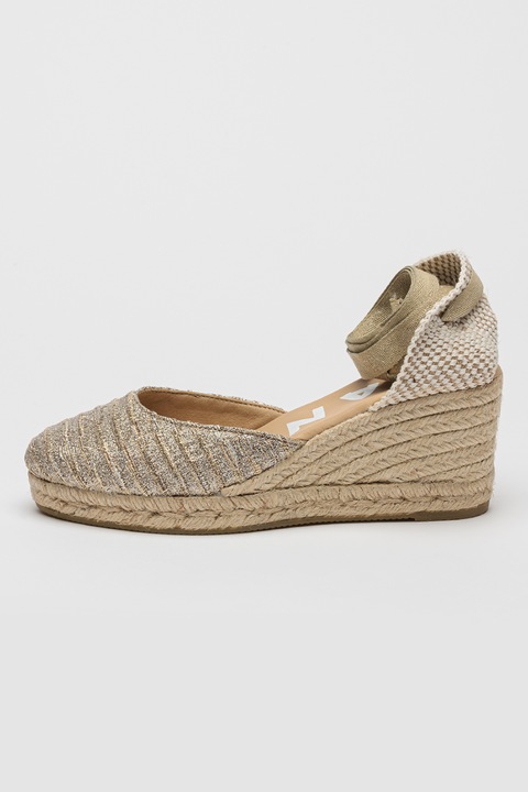 Manebi, Скосени текстилни еспадрили, Златист, Сребрист, 39