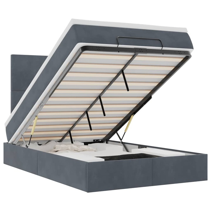 Cadru de pat otoman cu saltele vidaXL, gri inchis, 120x200cm, catifea, 57.08 Kg 3314241