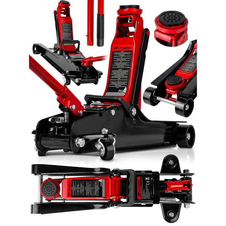 Крик хидравличен MasterJack2500, MalTec, 2.5 тона, 85 - 385 мм, червен и черен