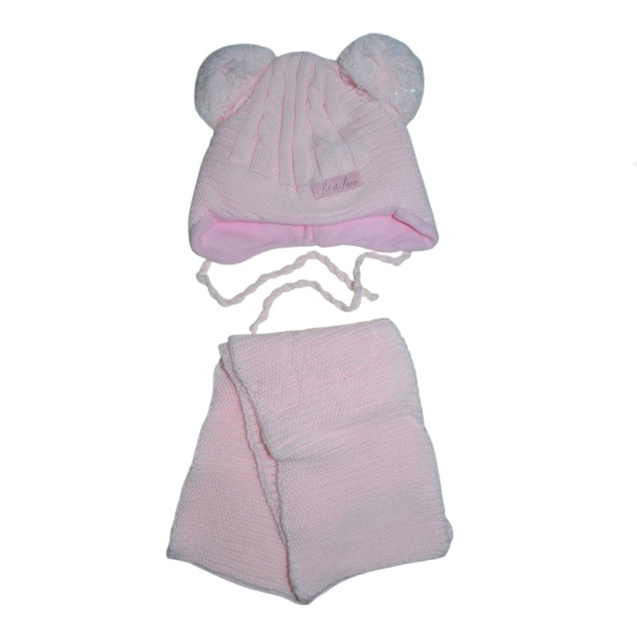 Kétrészes sapka és sál készlet lányoknak Mini Junior 44-431, Pink 115491
