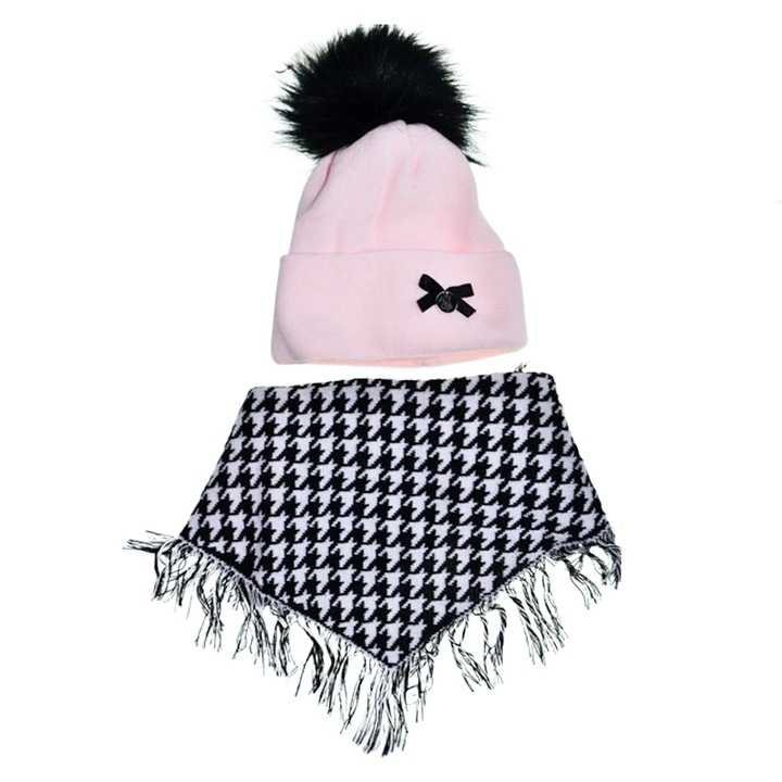 Két részes szett, sapka és sál típusú sál lányoknak Mini Junior 48-399-C, Pink 115537