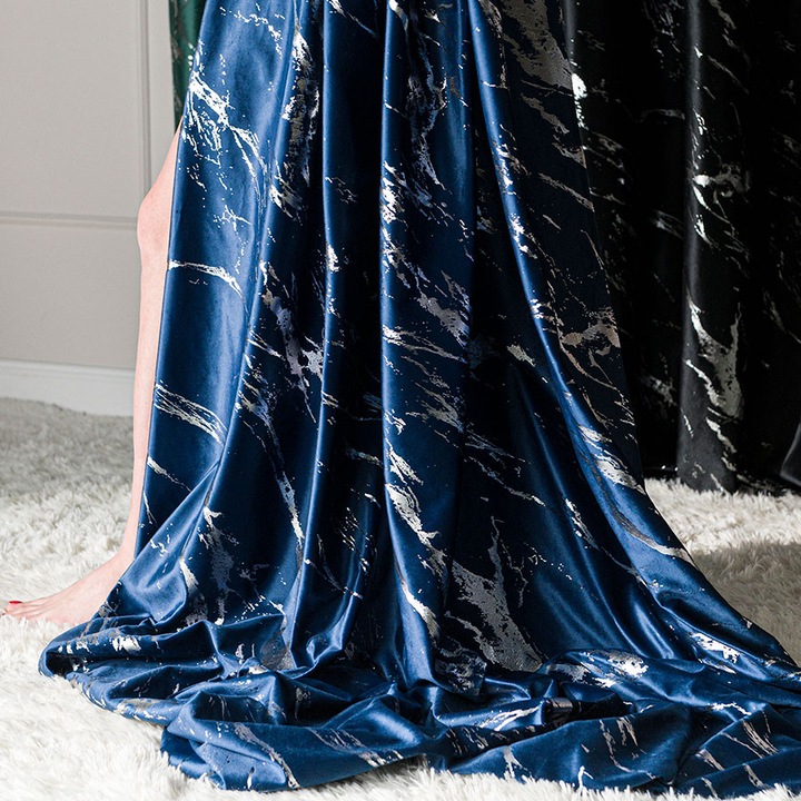 Draperie Markizeta, 140x250cm, granat cu imprimeu argintiu, set 22 bucati