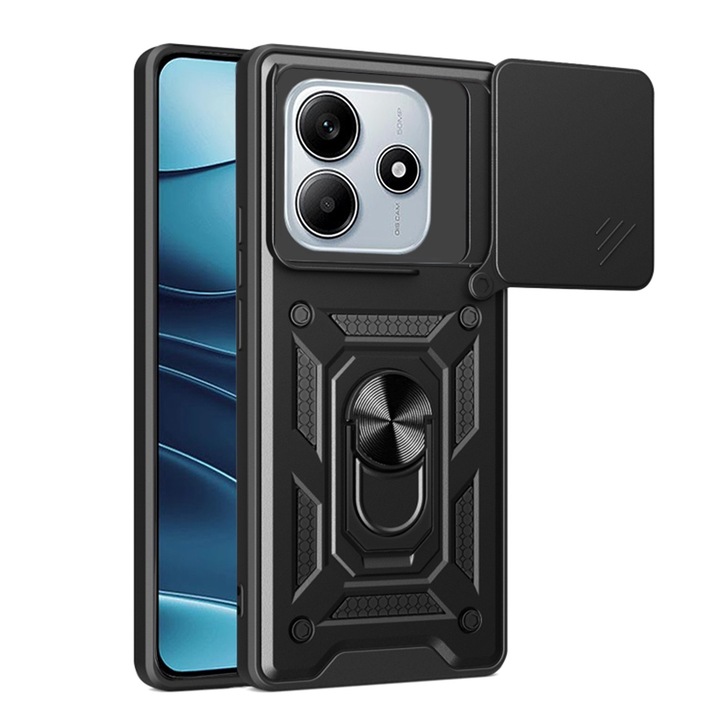 Кейс за Xiaomi Redmi Note 14, K70, Полиуретан, Черен