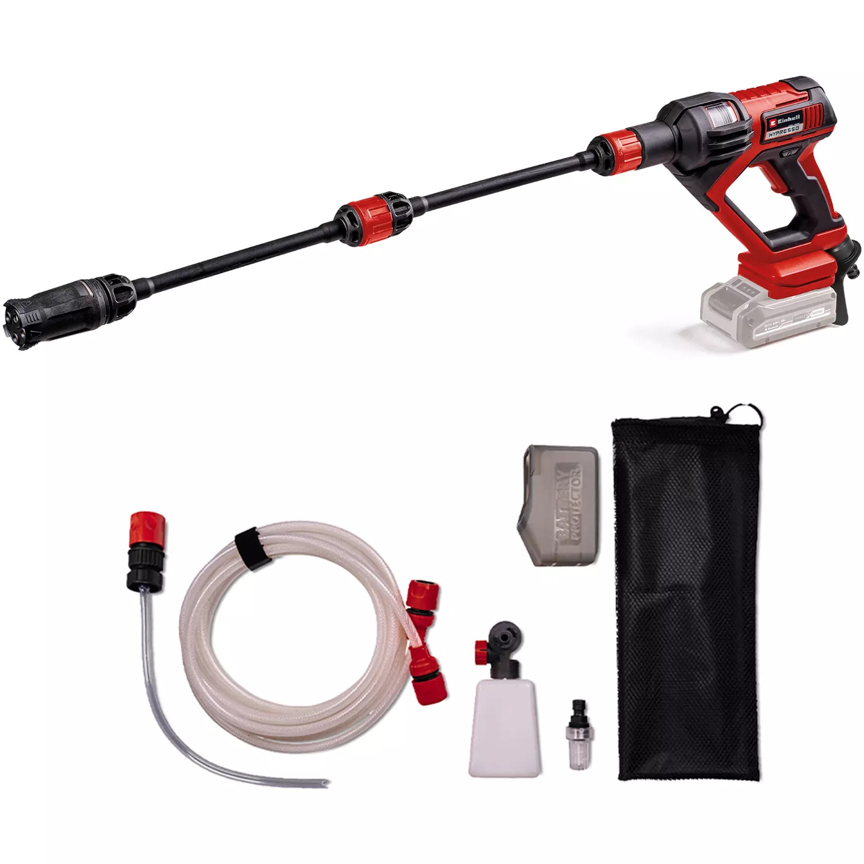 Pistol de spalare cu presiune pe acumulator Einhell Expert HYPRESSO 18/24-1 Power X-Change 18 V, 24 bar, curatare mobila si udare, 240 l/h, livrat fara acumulator si incarcator
