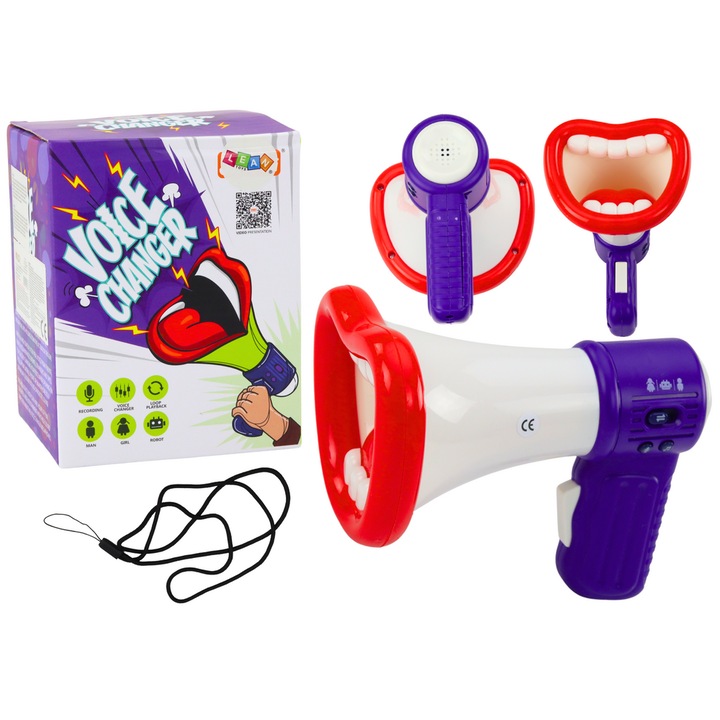 Megafon hangváltóval, LEAN TOYS, 3 hangmód, unisex, 15,5x12x11cm